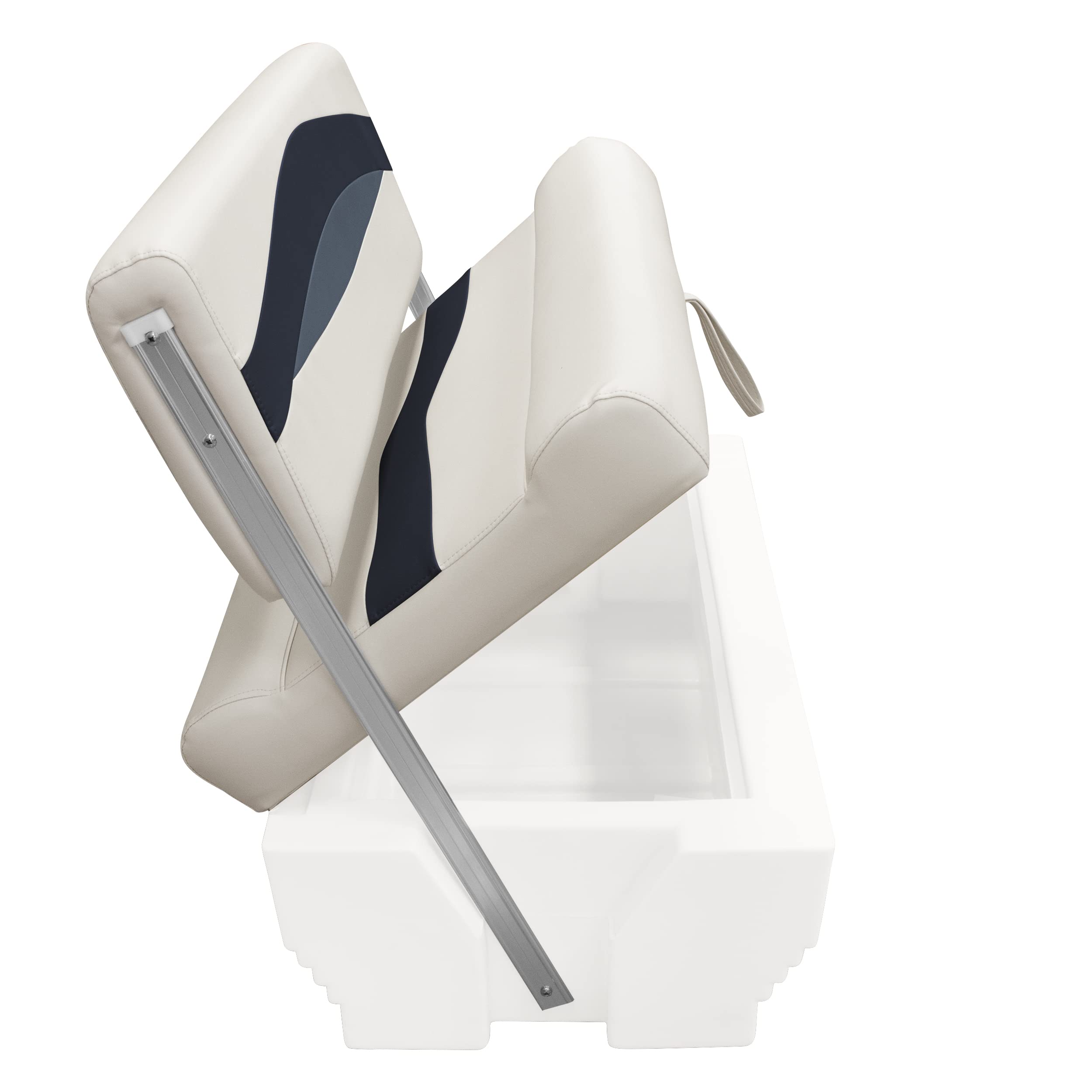 Wise Premier Series BM1152-986 Pontoon Flip-Flop Seat Cushion Set, Platinum/Spectra Navy/Cobalt