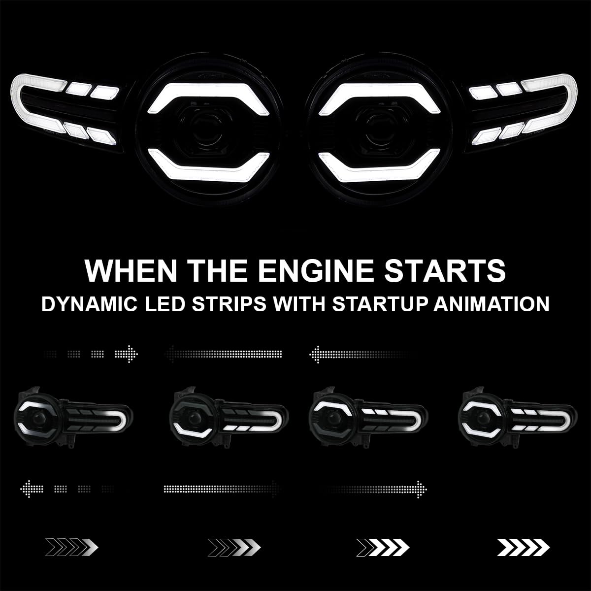 Black Smoke SPEC-D TUNING Full LED Projector Headlights w/Sequential Turn Signal and Startup Animation Compatible with 2007-2014 Toyota FJ Cruiser, Left + Right Pair Headlamp Assembly