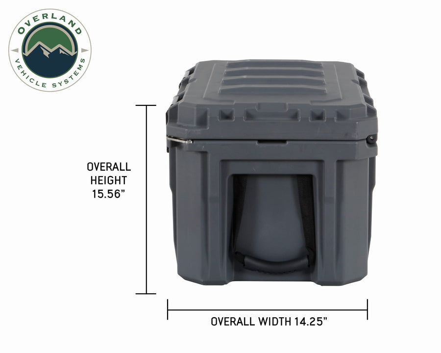 D.B.S. Overland Vehicle Systems 53 QT Dry Box Storage with Drain and Bottle Opener | Dark Grey | Waterproof Sealing | Heavy Duty Latches | 40100001