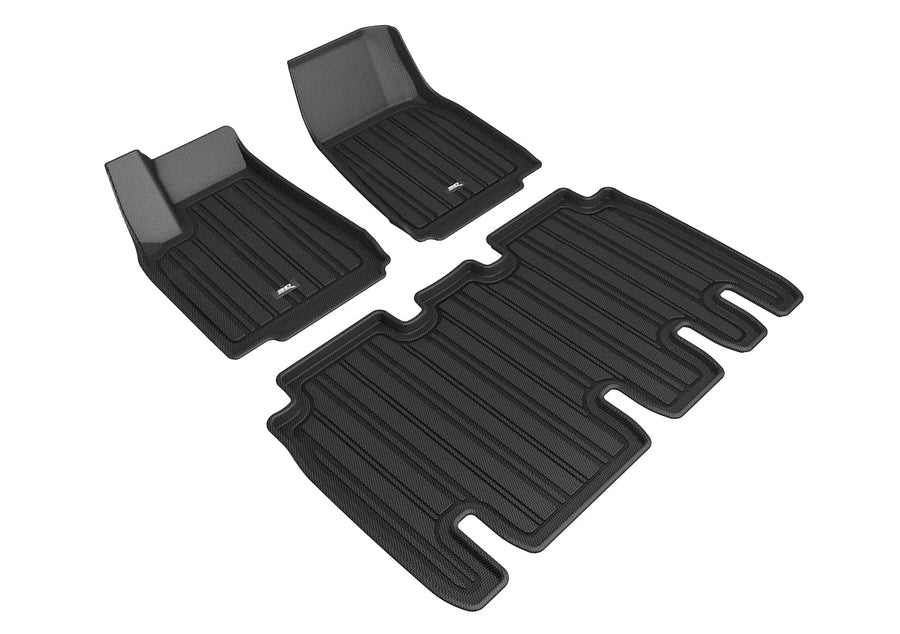 3D MAXpider Custom Fit Floor Mat Elitect (Black) Compatible with Tesla Model X 5-Seat 2016-2021 - Full Set