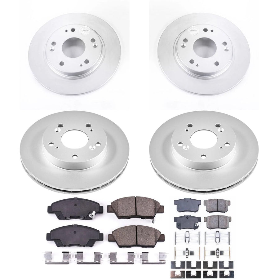 Power Stop CRK5936 Brake Rotor Coated and Ceramic Brake Pads- Front & Rear For Honda CR-Z 2011-2015 [Model Specific]