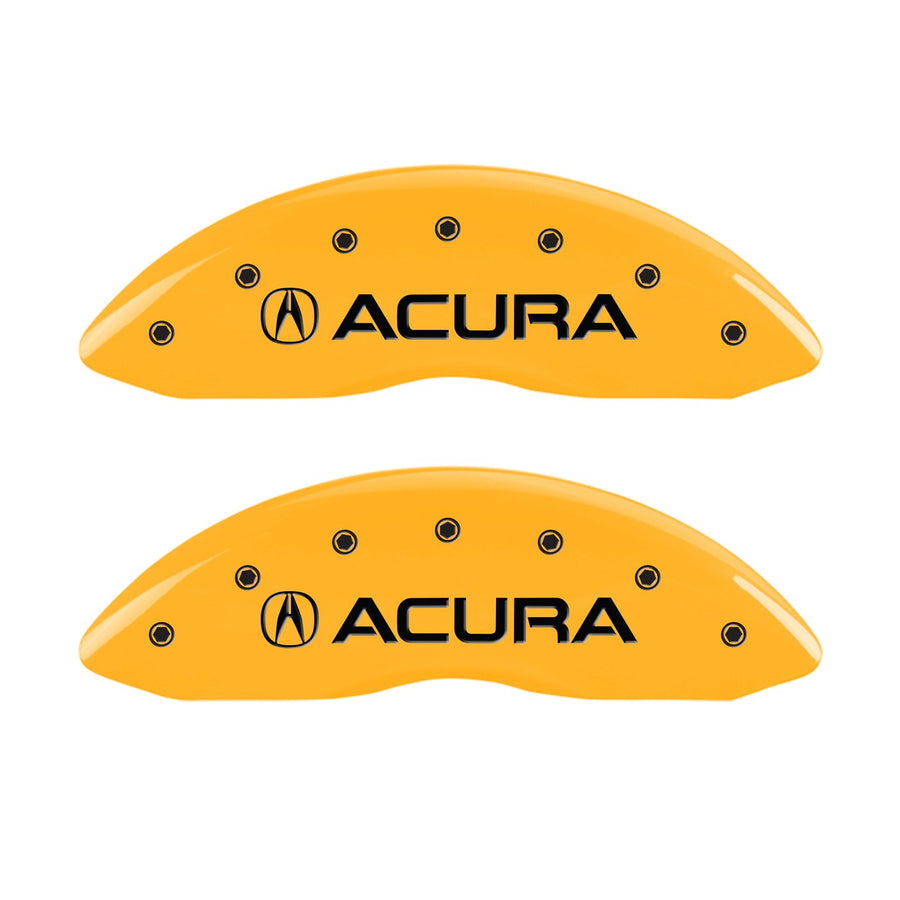 MGP 39013SMDXYL Caliper Covers Yellow (Set of 4, Engraved Front: Acura - Engraved Rear: MDX, Yellow powder coat finish, black characters)