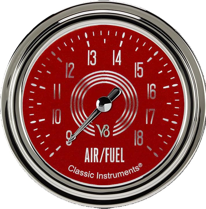 V8 Red Steelie Classic Instruments V8RS394SLC 2 5/8" Air/Fuel Ratio Gauge Full Sweep