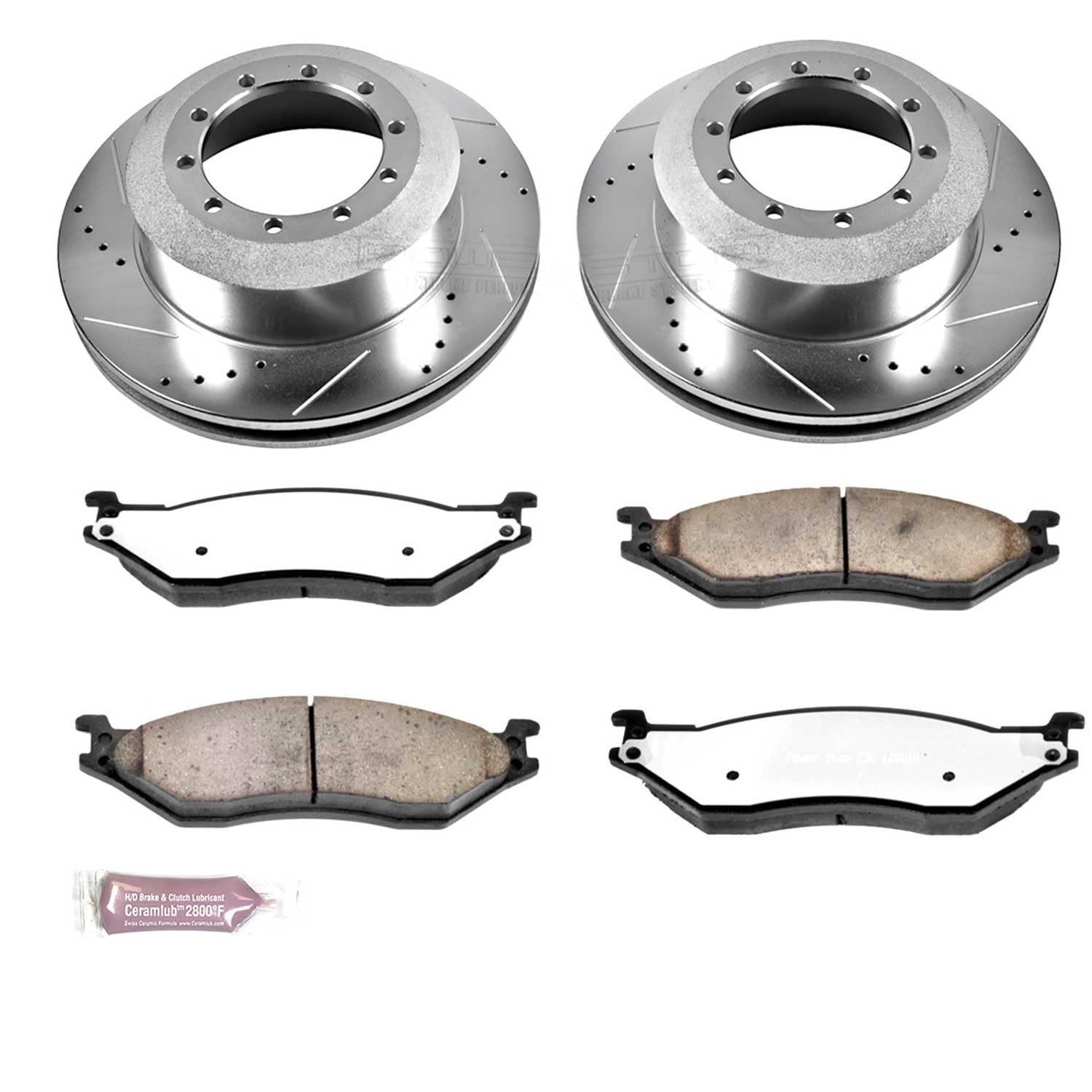 Power Stop Brake Kit Front For 2006 2007 2008 2009 Ford LCF - Truck & Tow Carbon Fiber Ceramic Pads & Drilled and Slotted Rotors Replacement, K5966-36