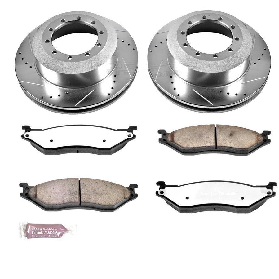 Power Stop Brake Kit Front For 2006 2007 2008 2009 Ford LCF - Truck & Tow Carbon Fiber Ceramic Pads & Drilled and Slotted Rotors Replacement, K5966-36