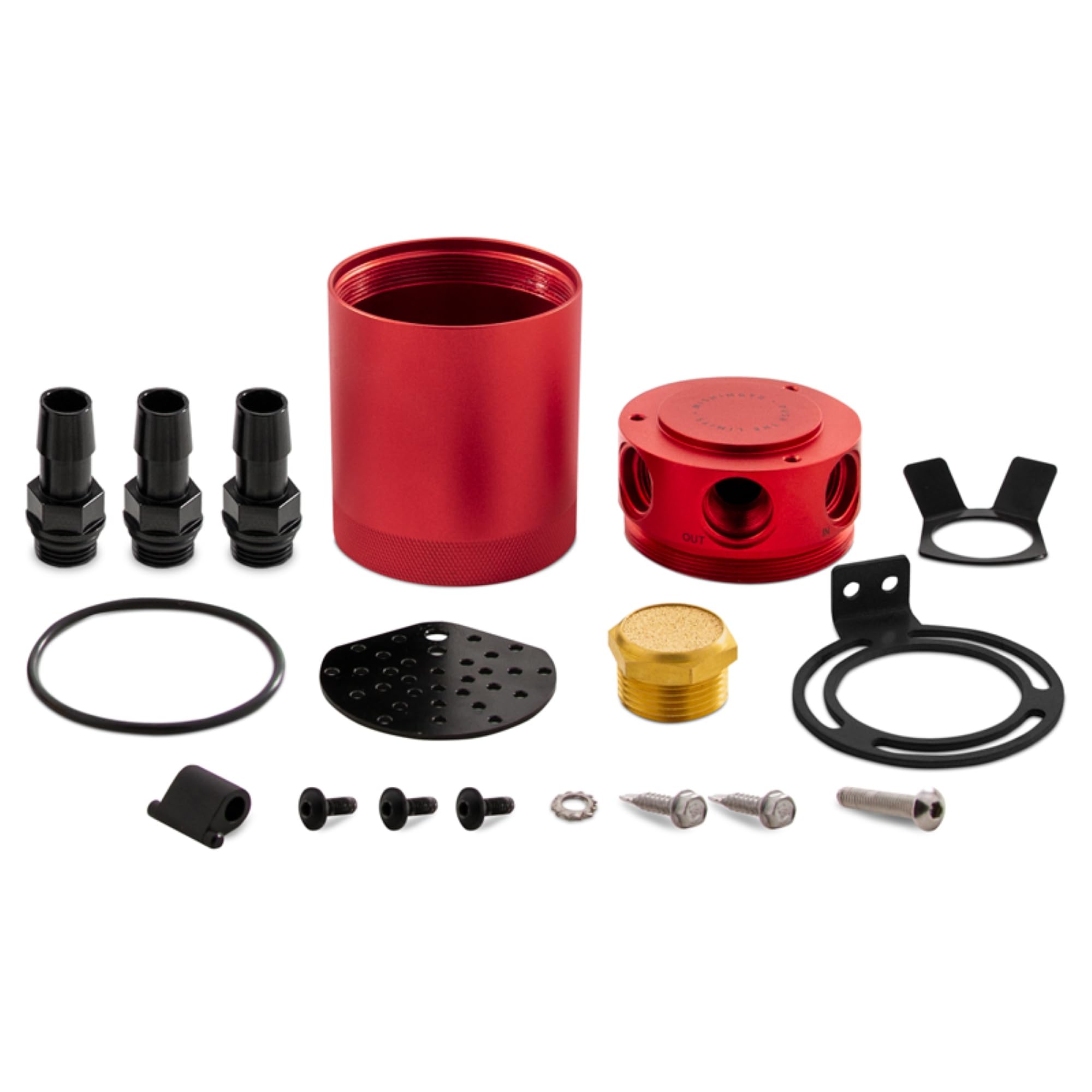 Mishimoto Compact Baffled Oil Catch Can, 3-Port, MMBCC-CBTHR-RD Red