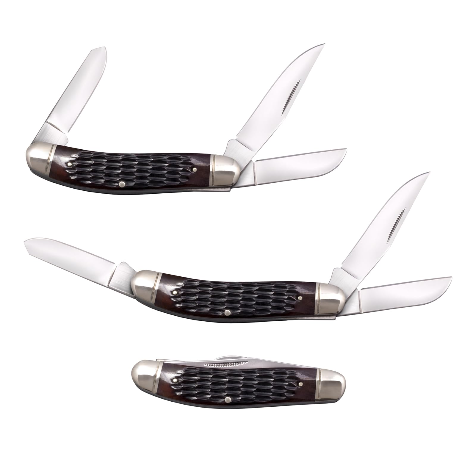 Cold Steel Stockman Gentlemen's Versatile Practical Durable Compact Pocket Folding Knife - 3 Blades; Jigged Bone Handle; Slip Joint Lock