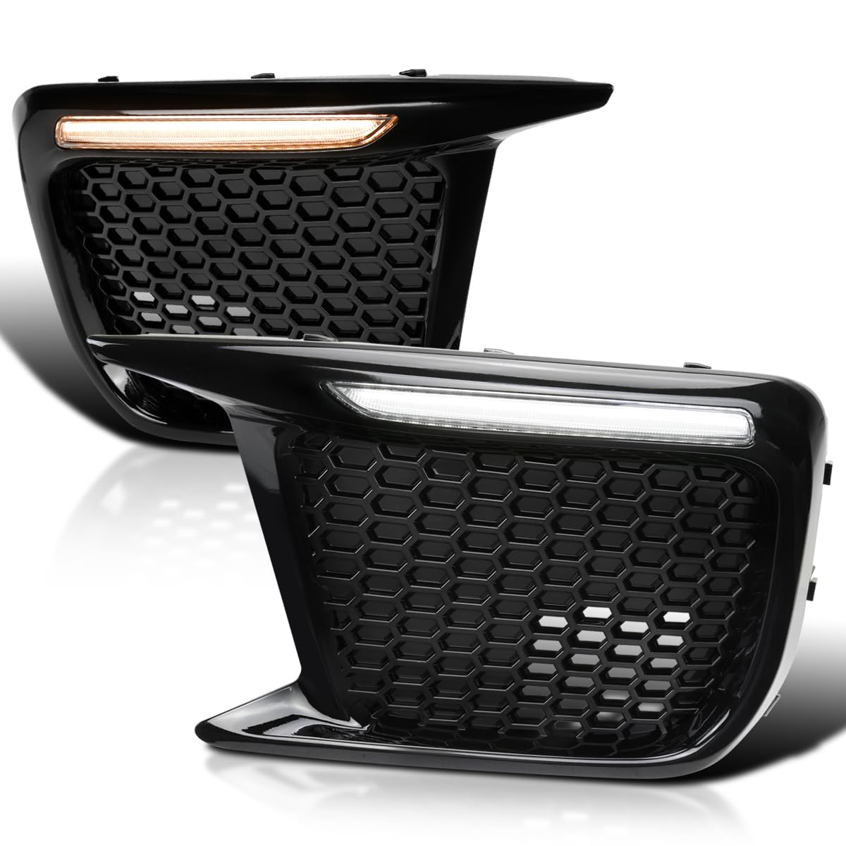 Switchback Sequential LED DRL Fog Light Mesh Cover Spec-D Tuning Compatible with Subaru WRX STI 2018-2021