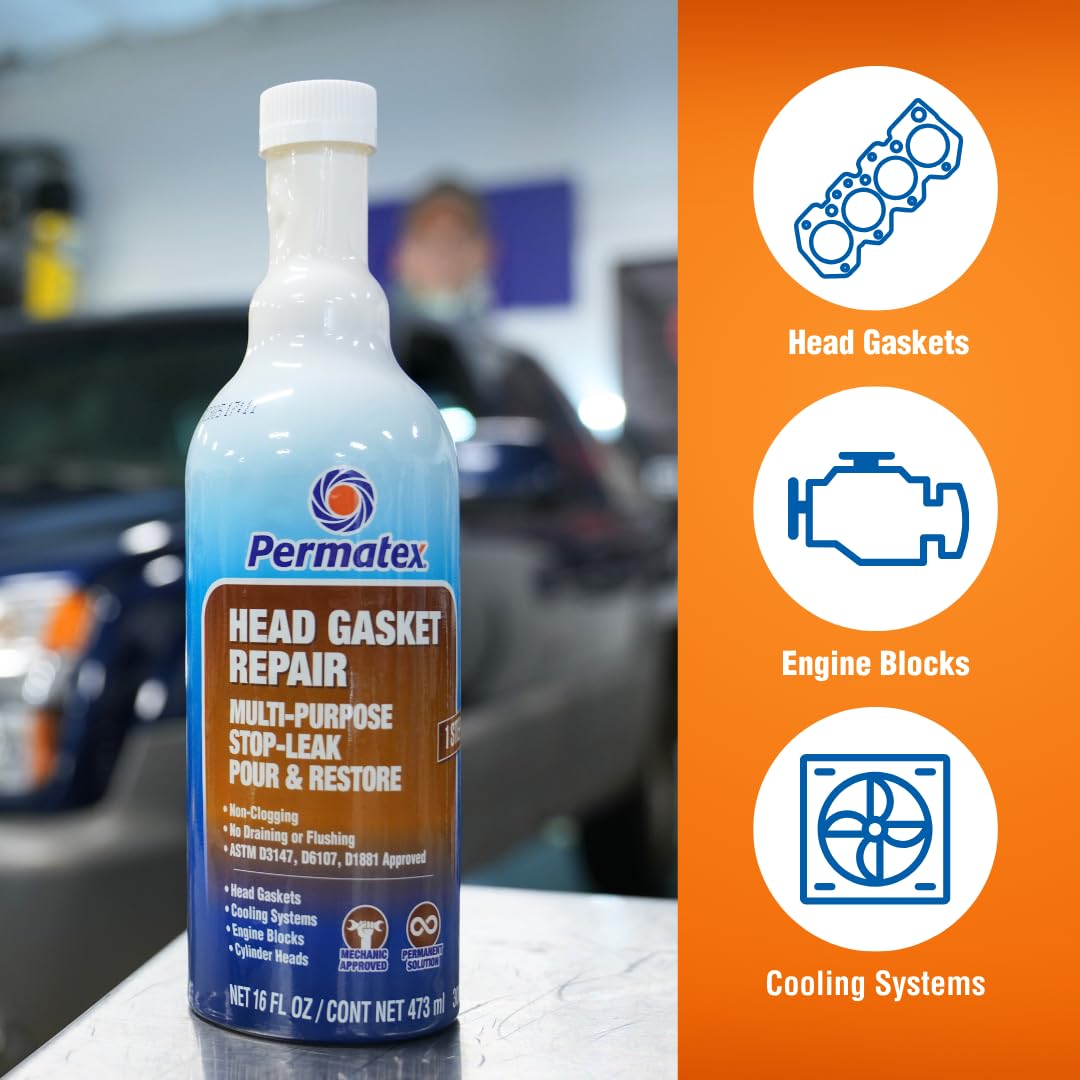 Head Gasket Repair Permatex 30300 - Multi-Purpose Stop-Leak, 16 fl. Oz, Seals Head Gaskets While Preventing Future Leaks