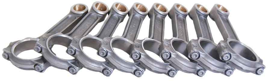Eagle Specialty Products I Beam Connecting Rod, 6.000 in Long, Bushed, 7/16 in Cap Screws, ARP 8740 Bolts, Forged, Steel, compatible with Small Block Chevy, Set of 8