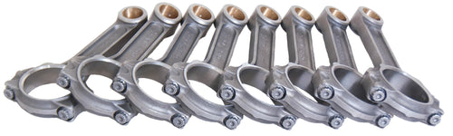 Eagle Specialty Products I Beam Connecting Rod, 6.000 in Long, Bushed, 7/16 in Cap Screws, ARP 8740 Bolts, Forged, Steel, compatible with Small Block Chevy, Set of 8