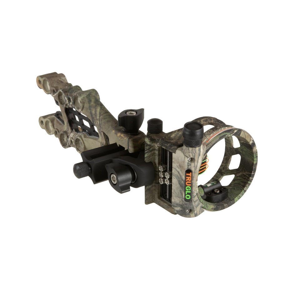 Carbon TRUGLO Hybrid 5-Pin Durable Ultra-Lightweight Micro-Adjustable Bow Sight with Large Circular Field of View, Toolless Micro Adjustment, Real-Tree Camo