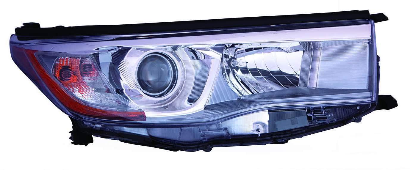 For Toyota Highlander Hybrid Headlight Assembly 14-15 with Smoked Chrome Accent RH USA Passenger Side CAPA