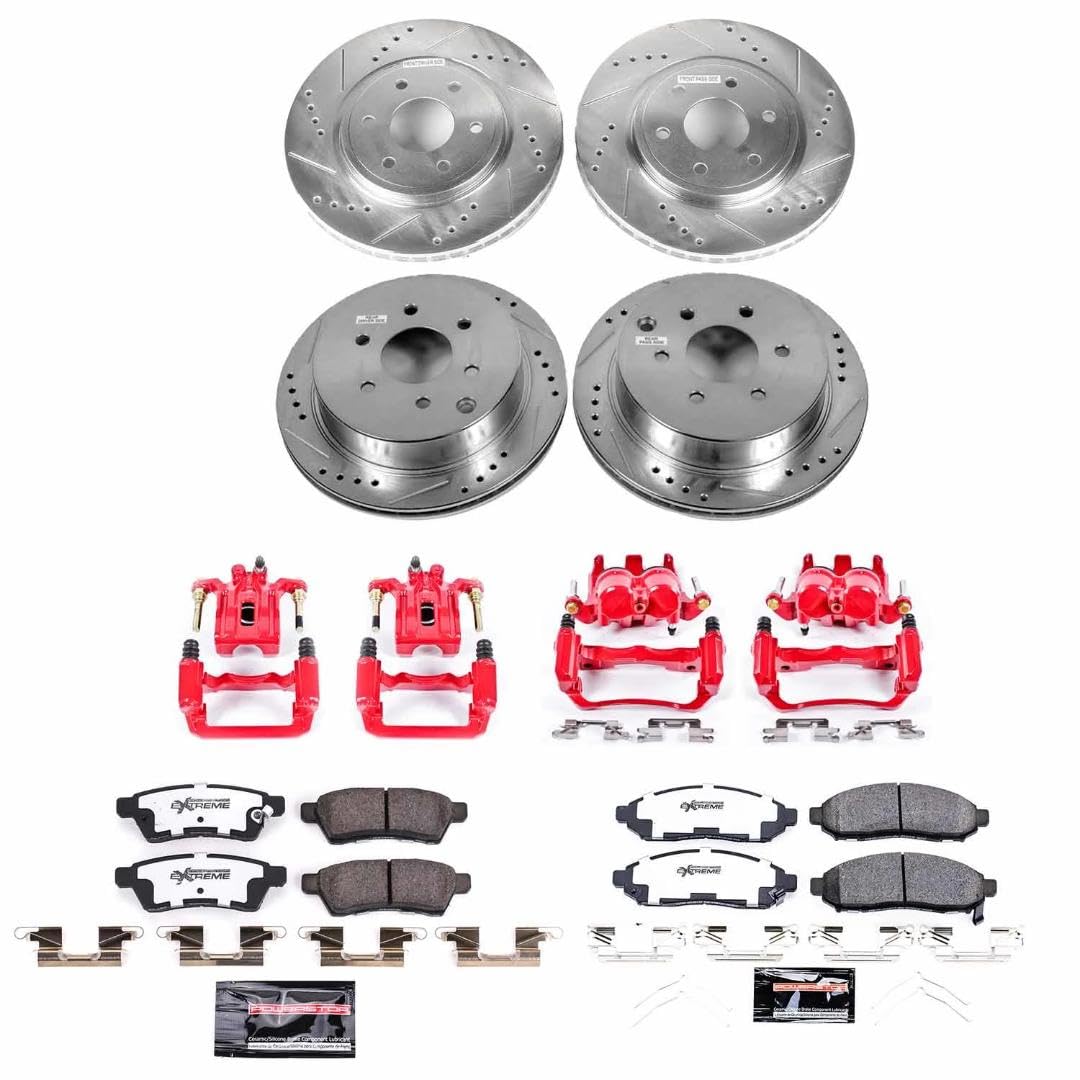 Power Stop Z36 Truck & Tow KC8358-36 Front and Rear Caliper Kit-Rotors, Brake Pads, Calipers For Nissan Frontier 2016-2022 [Model Specific]