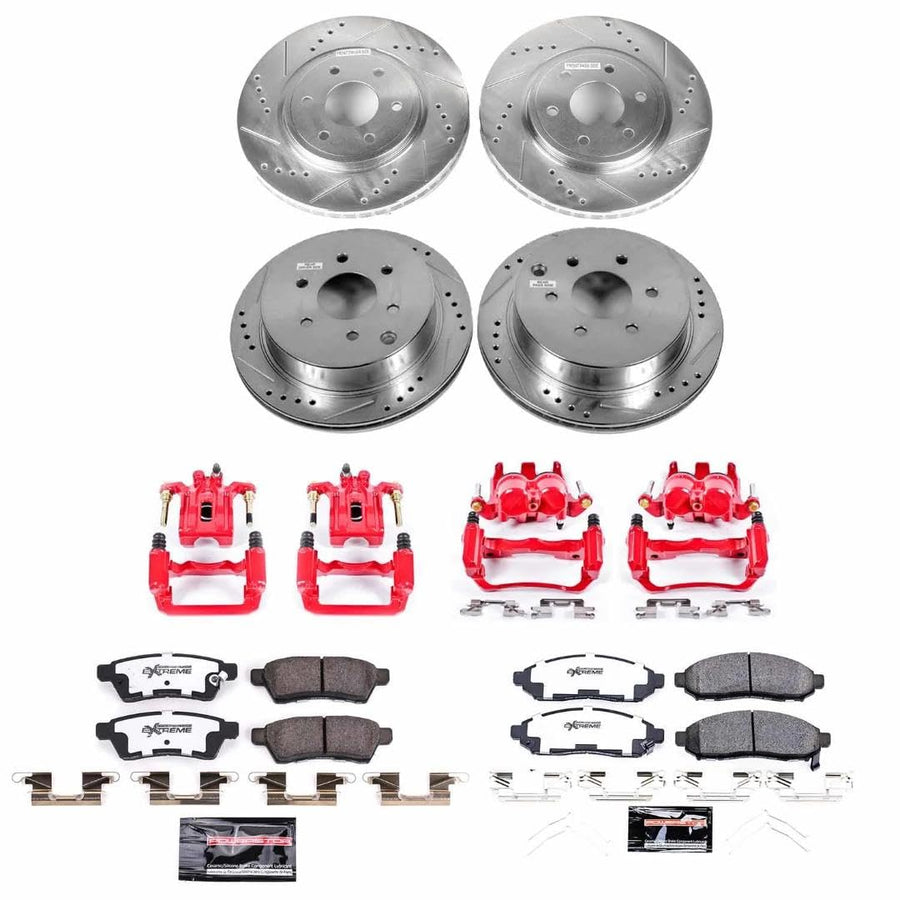 Power Stop Z36 Truck & Tow KC8358-36 Front and Rear Caliper Kit-Rotors, Brake Pads, Calipers For Nissan Frontier 2016-2022 [Model Specific]