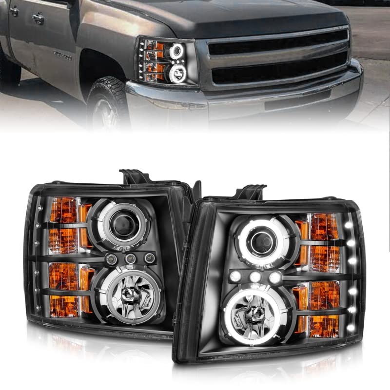 Projector Headlight Set ANZO USA w/CCFL Halo-Black