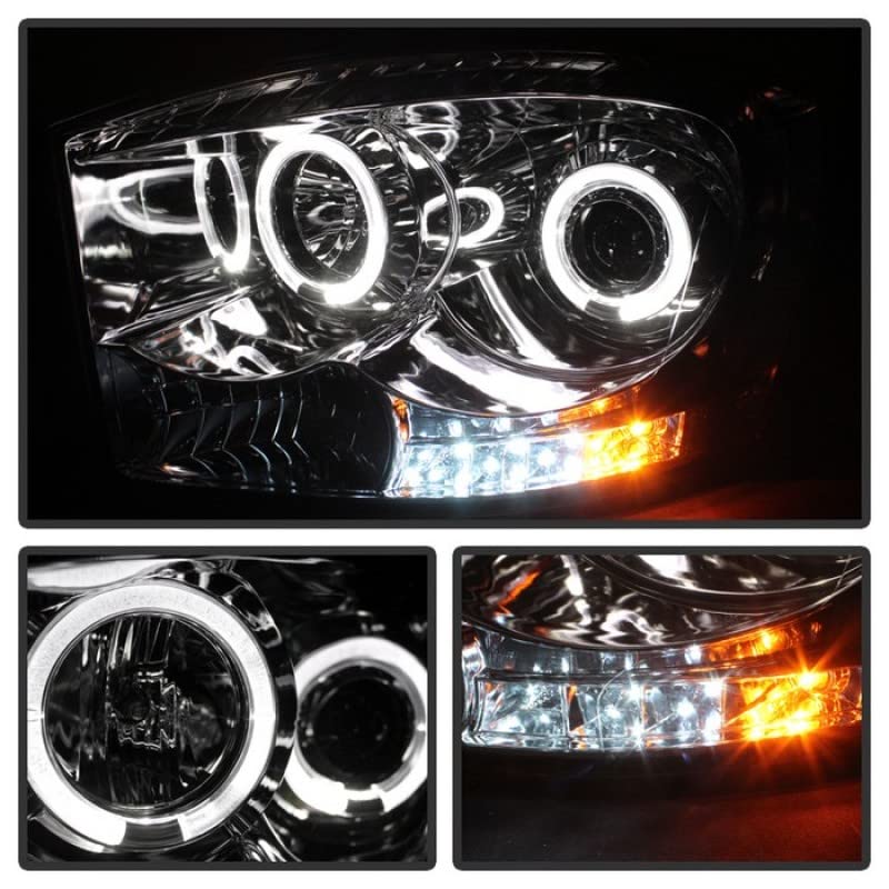 LED Halo Spyder Auto Projector Headlights Chrome/Clear 5010018