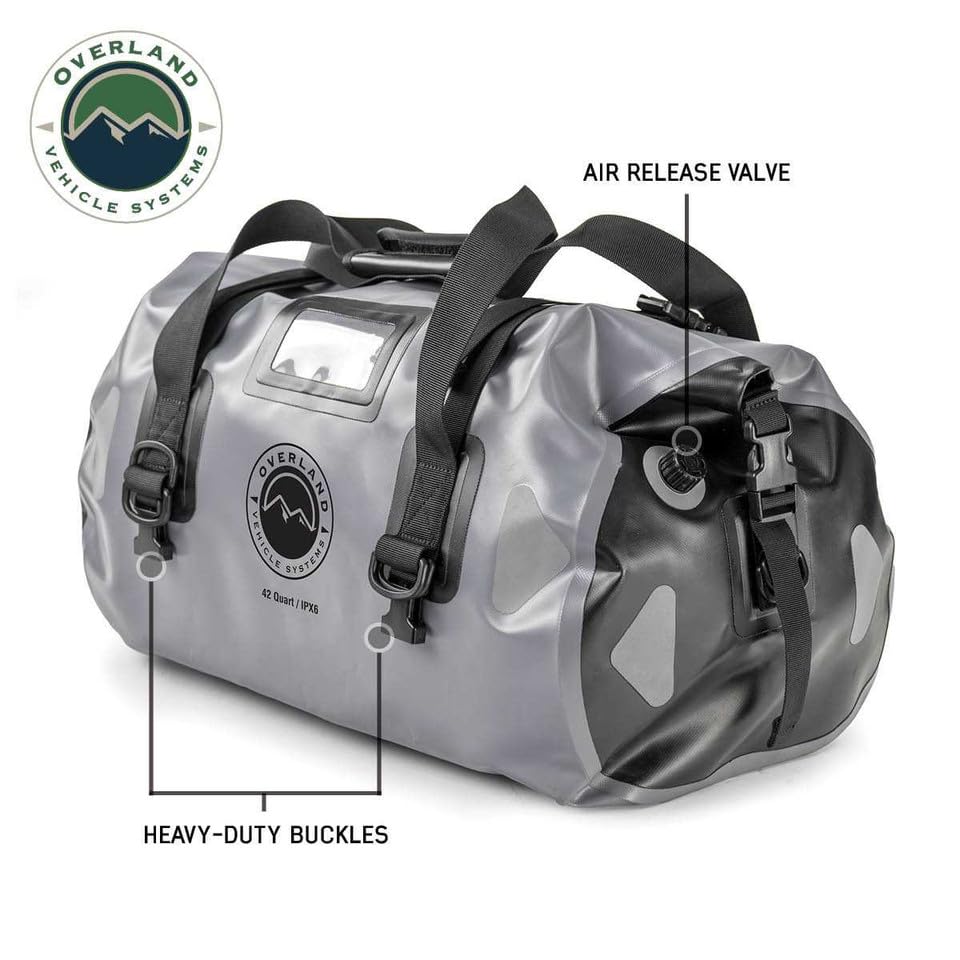 Portable Overland Vehicle Systems Dry Storage Bags (42 Quart Capacity) - Premium 1000D Construction - IPX6 Rated Waterproof Dry Bag - Heavy Duty Buckles with Robust Nylon Straps