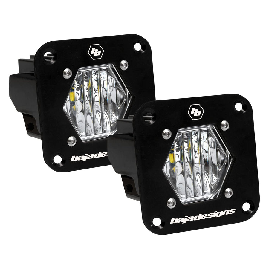 Baja Designs Flush Mount S1 Black LED Light Pod Reverse Kit (Clear) (Wide Cornering Beam - Clear)
