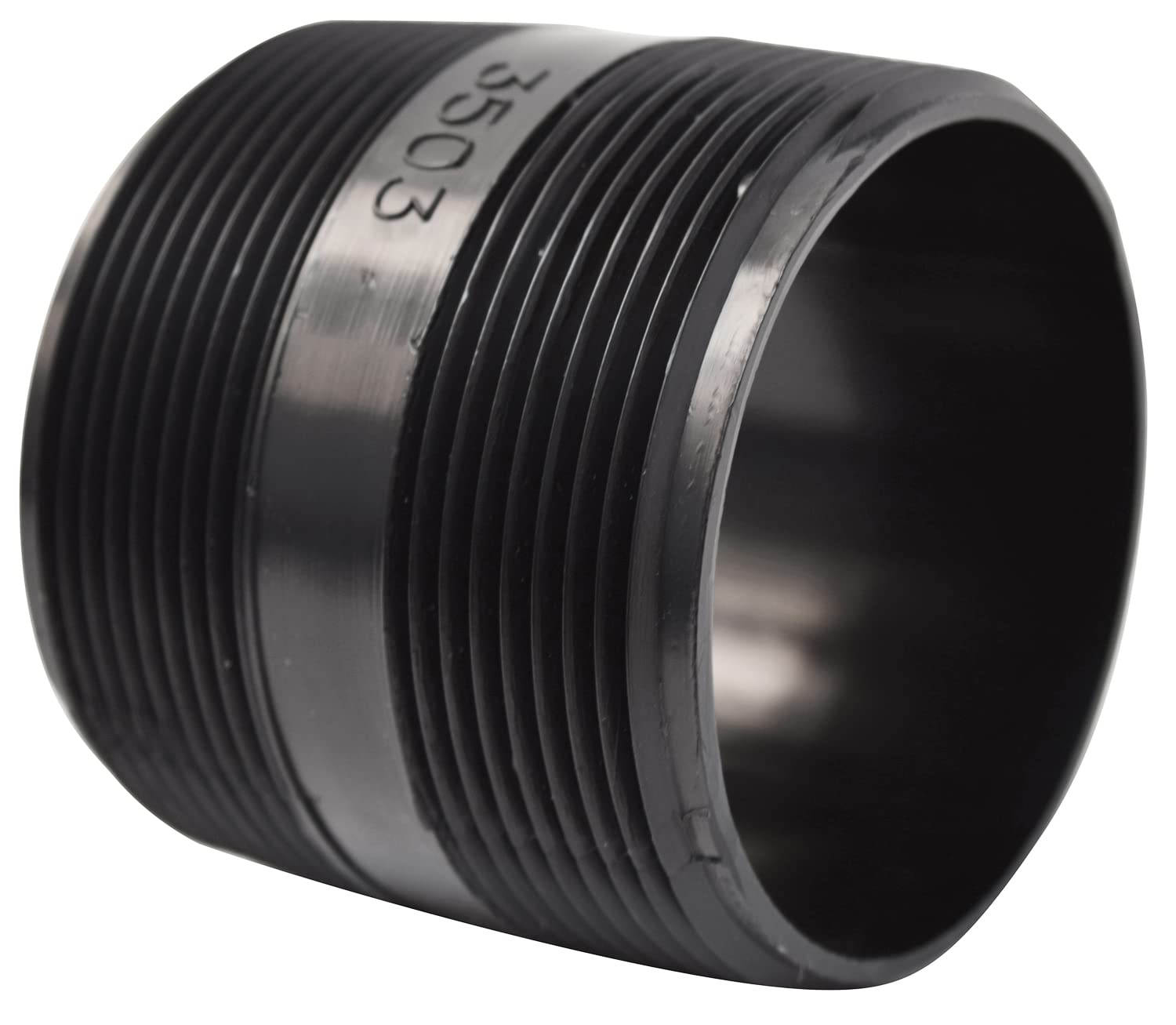 T3503 Valterra ABS Threaded Nipple - 3" x 3", Black