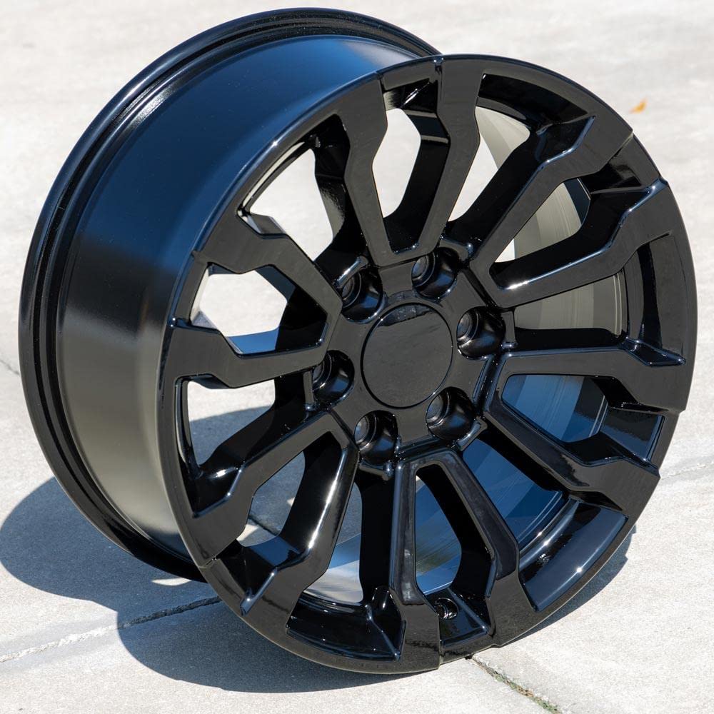 18 Inch OE Wheels CV35 Rim Fits Sierra 1500 AT4 Style 6x139.7 18x8.5 Gloss Black - Hollander 5909 (1)