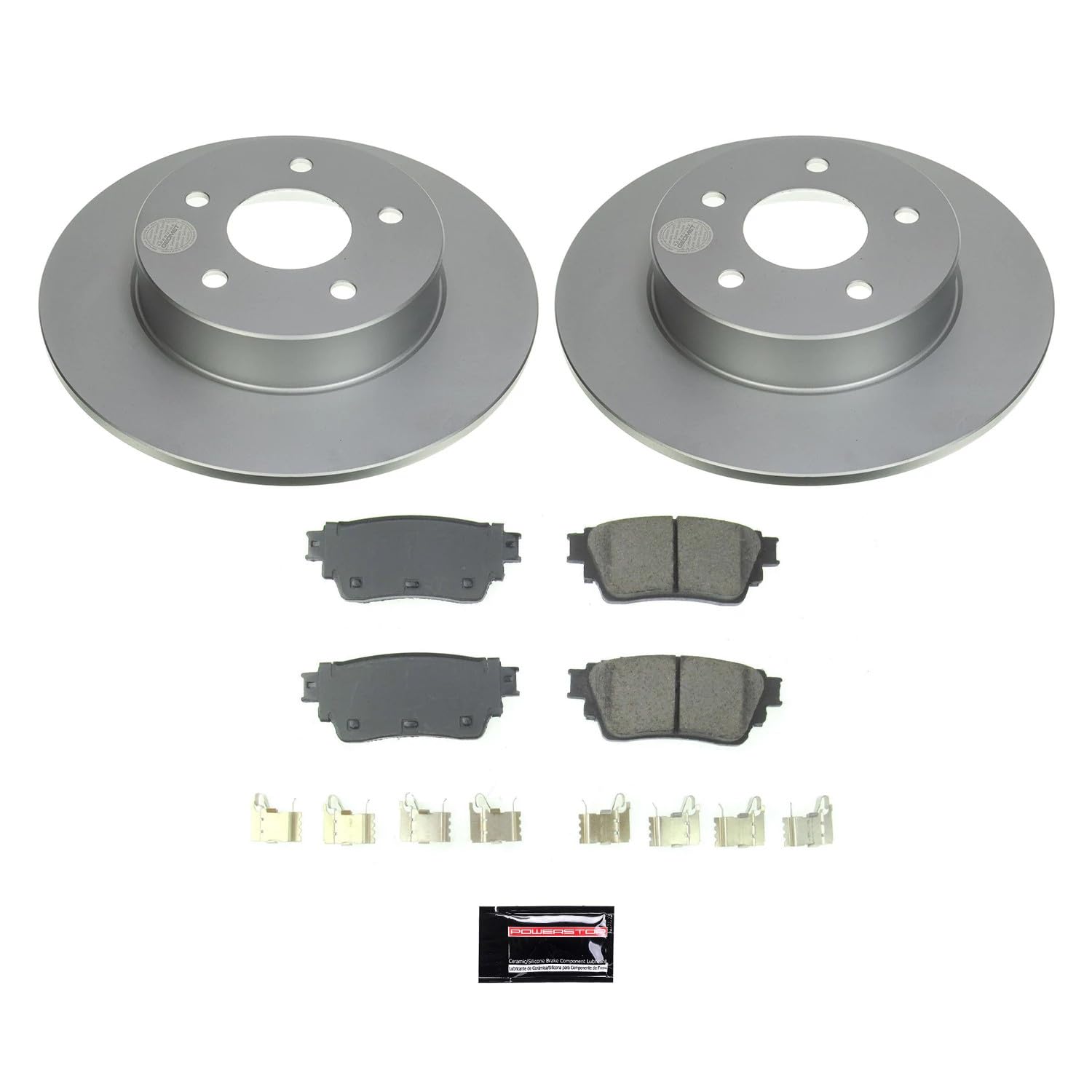 Power Stop CRK8675 Rear Geomet Coated Brake Rotor and Pad Kit For Nissan Altima 2019-2023, Nissan Kicks 2021 [Model Specific]