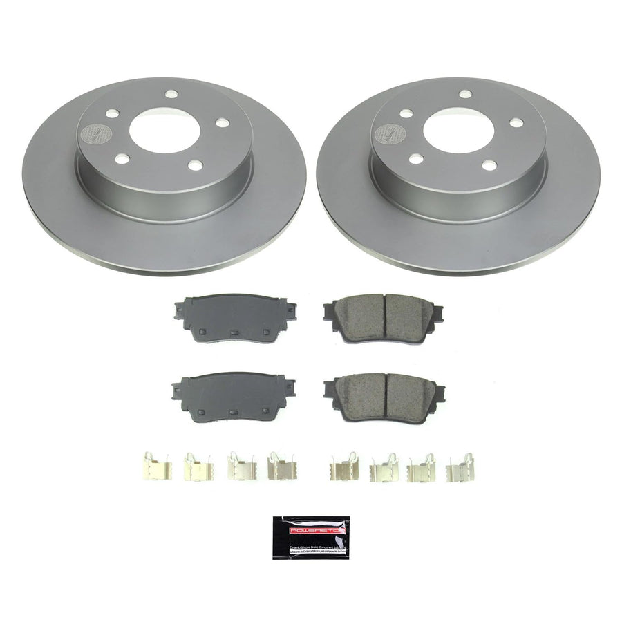 Power Stop CRK8675 Rear Geomet Coated Brake Rotor and Pad Kit For Nissan Altima 2019-2023, Nissan Kicks 2021 [Model Specific]