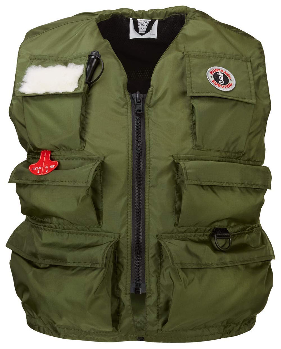 Manual Inflatable Mustang Survival Fisherman's Vest - Olive, Large