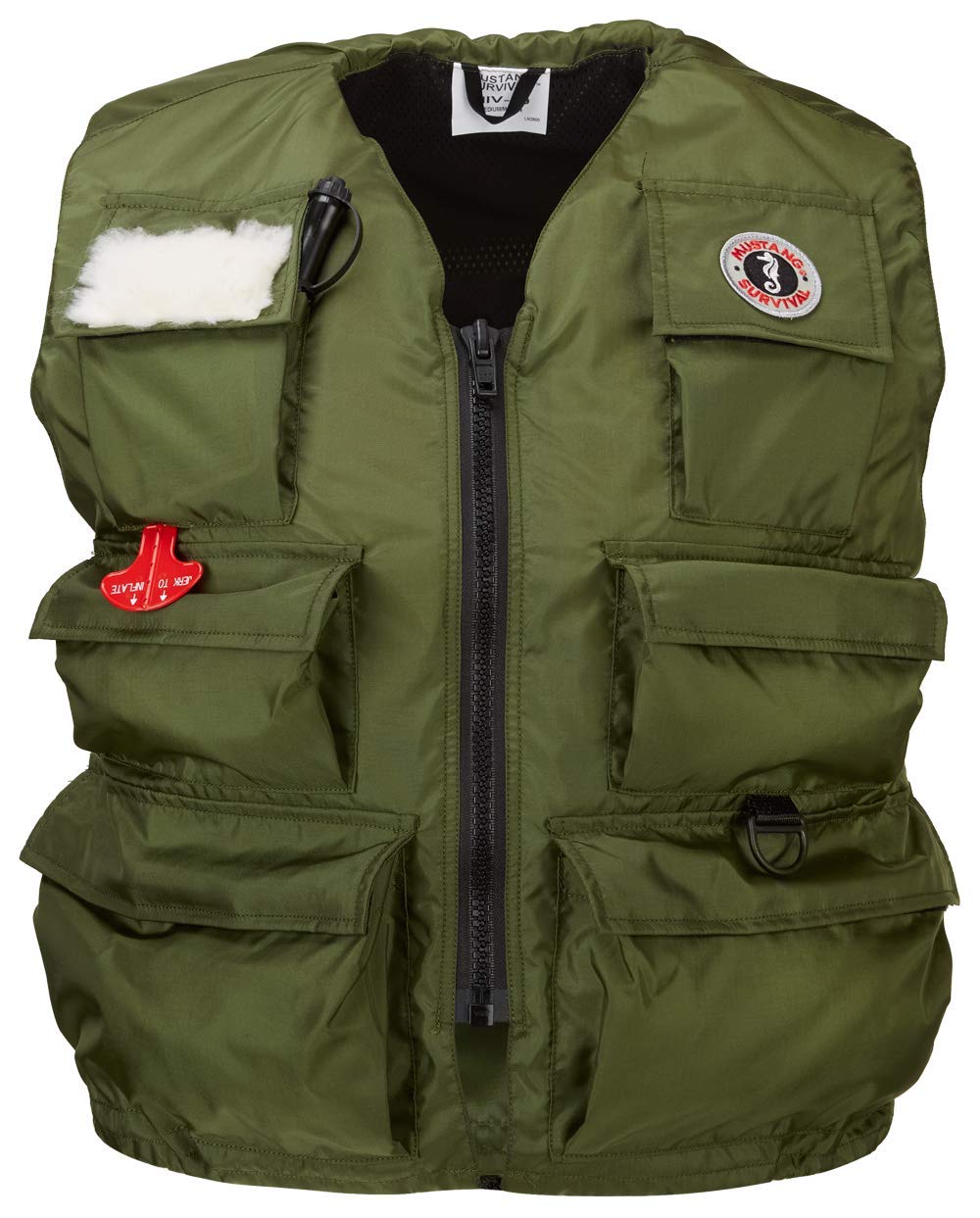 Manual Inflatable Mustang Survival Fisherman's Vest - Olive, Small