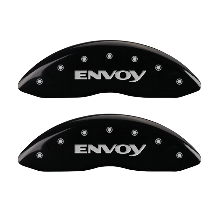 MGP Caliper Covers 'ENVOY' 34005SEVYBK Engraved Caliper Cover with Black Powder Coat Finish and Silver Characters, (Set of 4)