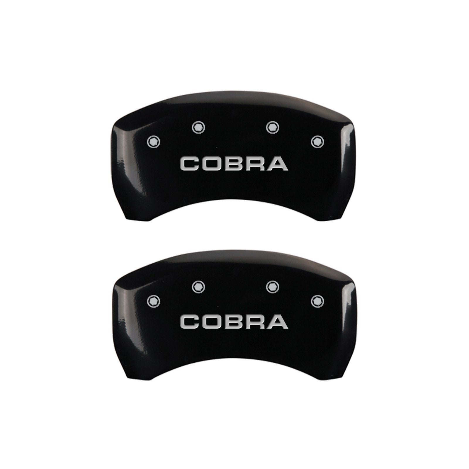Black Brake Covers MGP Caliper Covers Engraved with Silver COBRA (Set of 2) 10010RCOBBK