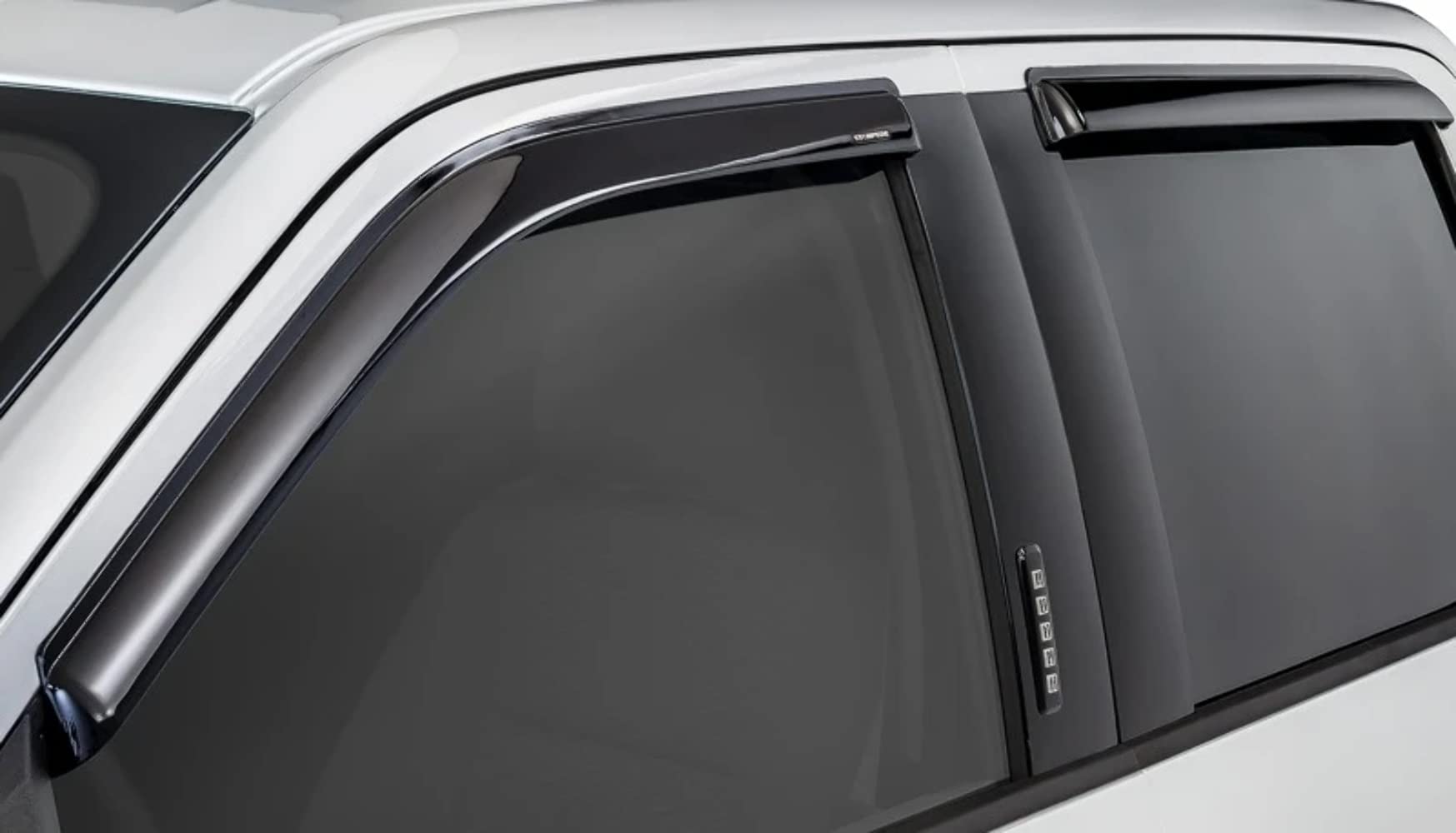 Outside Mount Ventvisors - Tape-Onz | Stampede Products | Fits 2015-2023 Ford F-150 SuperCrew, Smoke | 4 pcs., 61100-2