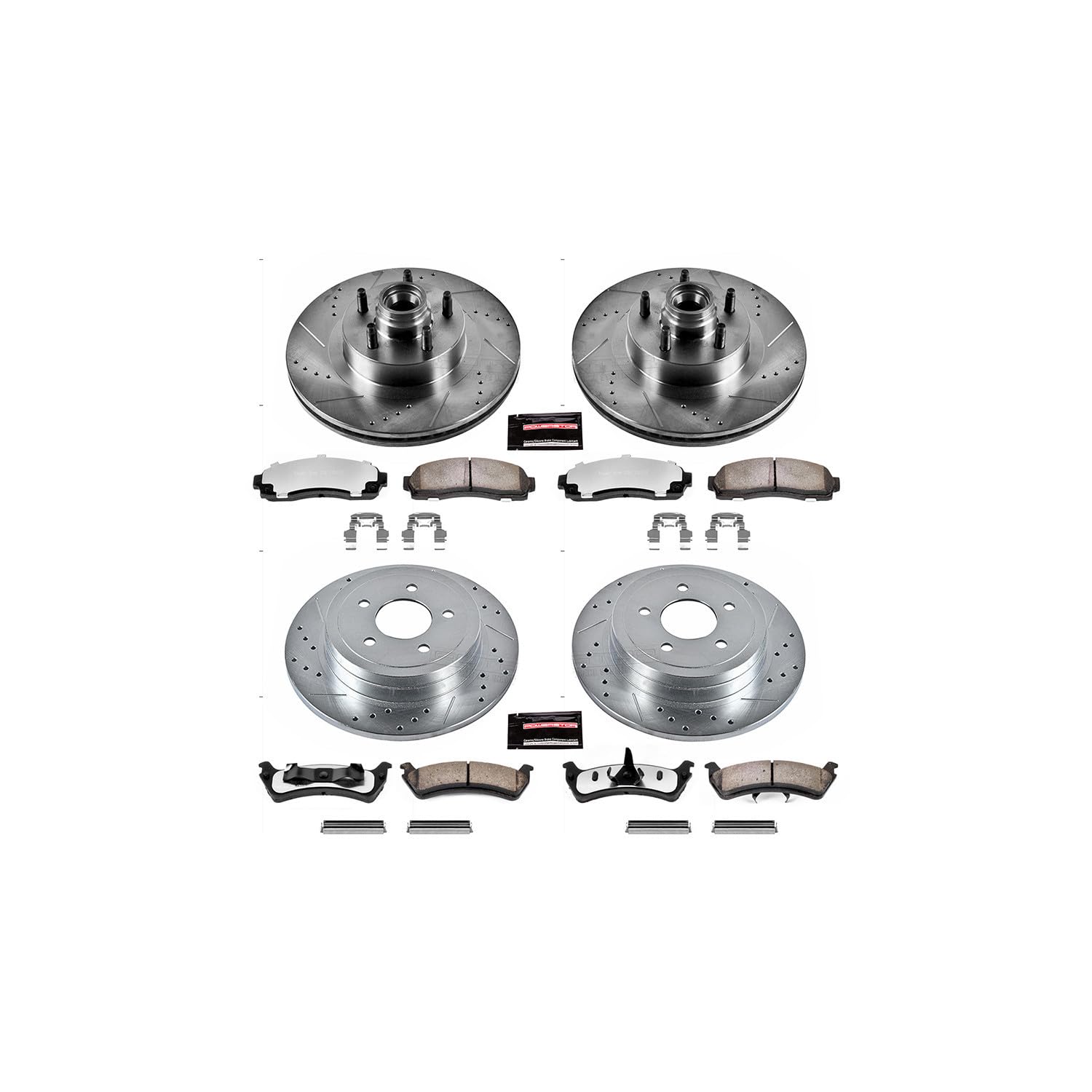 Power Stop Brake Kit Front and Rear For 2003 Ford Explorer Sport - Truck & Tow Carbon Fiber Ceramic Pads & Drilled and Slotted Rotors Replacement, K1921-36