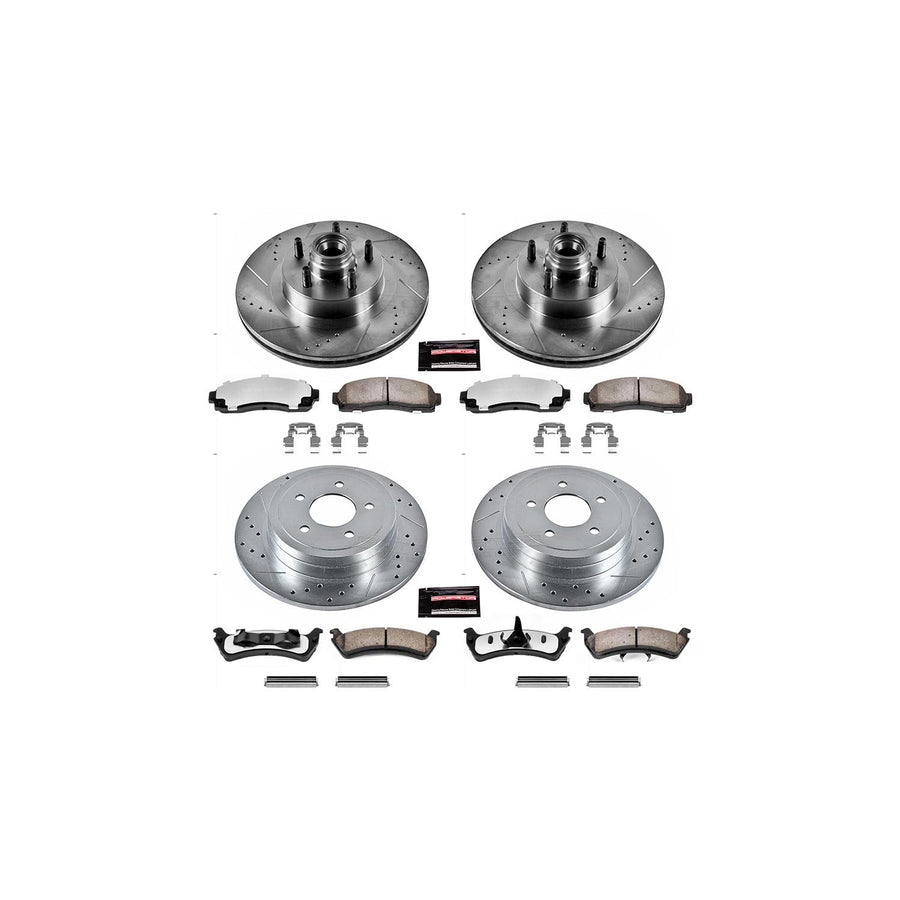 Power Stop Brake Kit Front and Rear For 2003 Ford Explorer Sport - Truck & Tow Carbon Fiber Ceramic Pads & Drilled and Slotted Rotors Replacement, K1921-36