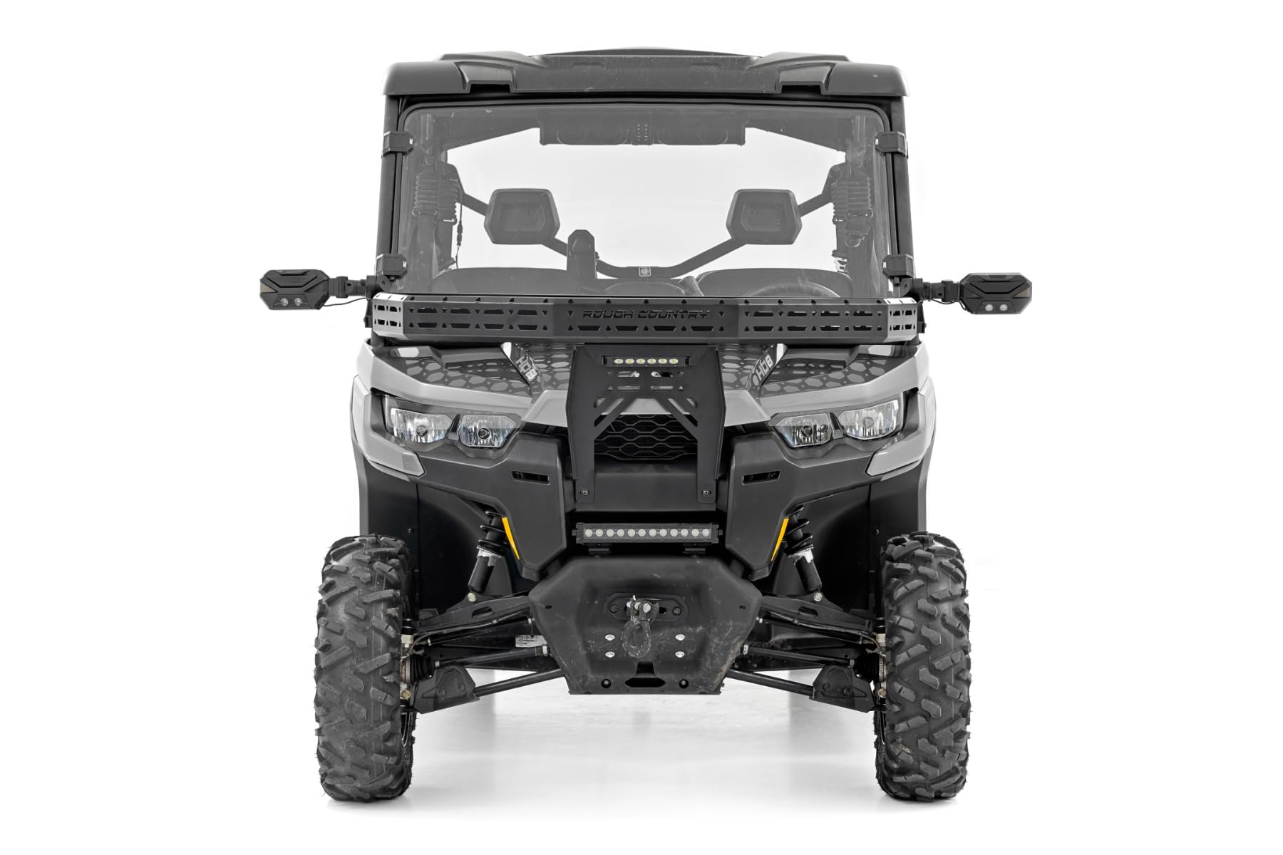 Rough Country Cargo Rack Front with LED for Can-Am Defender HD 8/HD 9/HD 10 - Heavy-Duty Storage Rack with 6" Slimline LED Light Bar