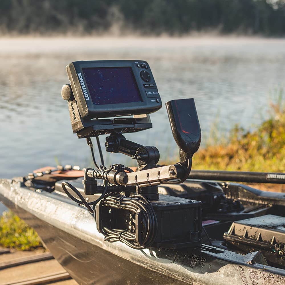 LockNLoad YakAttack Fish Finder Mount | Adjustable Kayak Track Mount System | Secure Sonar Holder for Garmin, Lowrance & Raymarine | Fits Most Kayak Rails | Accessories for Fishing Yak Attack