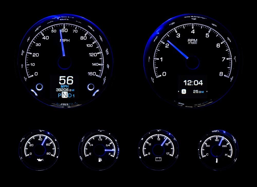 Dakota Digital 6 Gauge Round Analog HDX Instrument System HDX-2024-K Black Alloy Universal