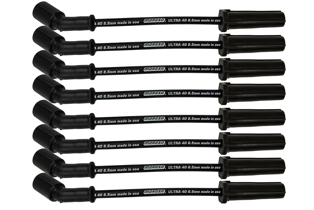 Moroso Black Ultra 40 8.5mm Spark Plug Wires, Fits GM LS 4.8/5.3/6.0/6.2 Engines, 9.75" Length, w/o Heatshields