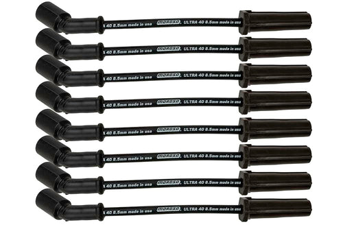 Moroso Black Ultra 40 8.5mm Spark Plug Wires, Fits GM LS 4.8/5.3/6.0/6.2 Engines, 9.75" Length, w/o Heatshields