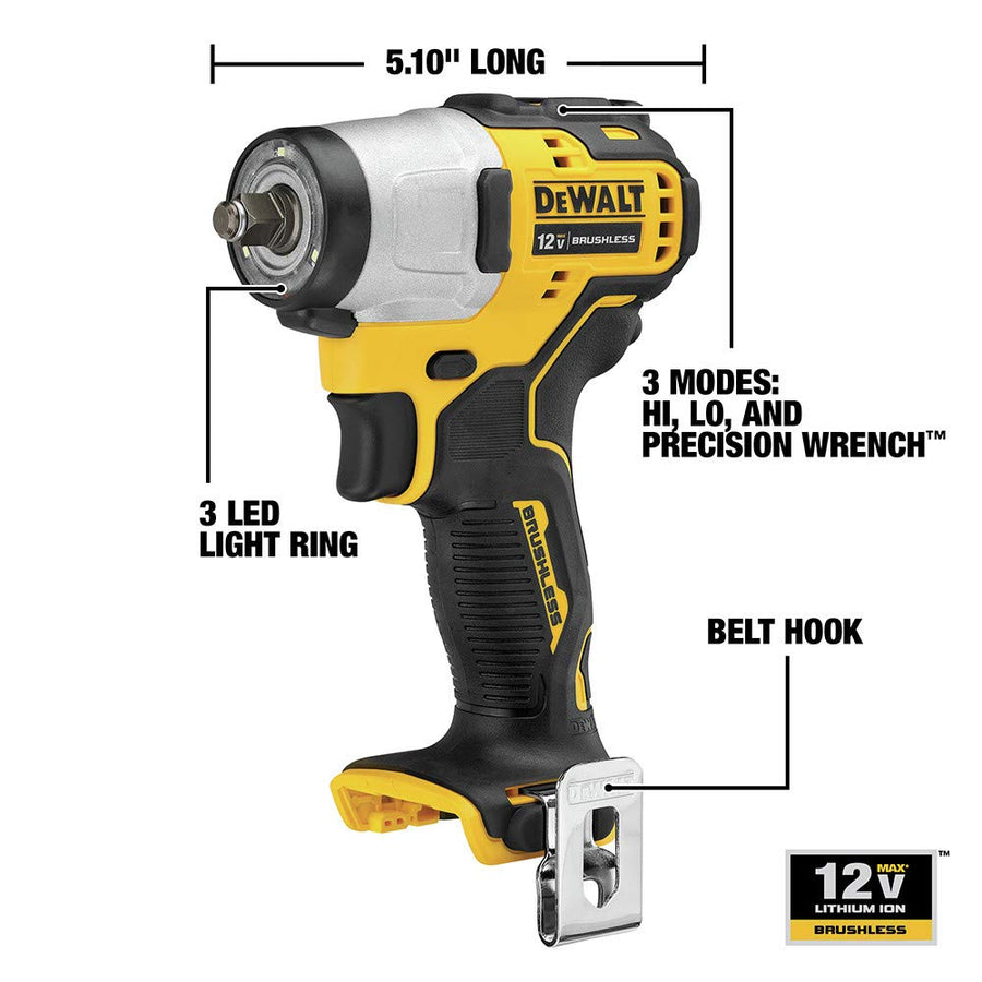 12V MAX* DEWALT Impact Wrench, Cordless, 3/8-Inch, Tool Only (DCF902B)
