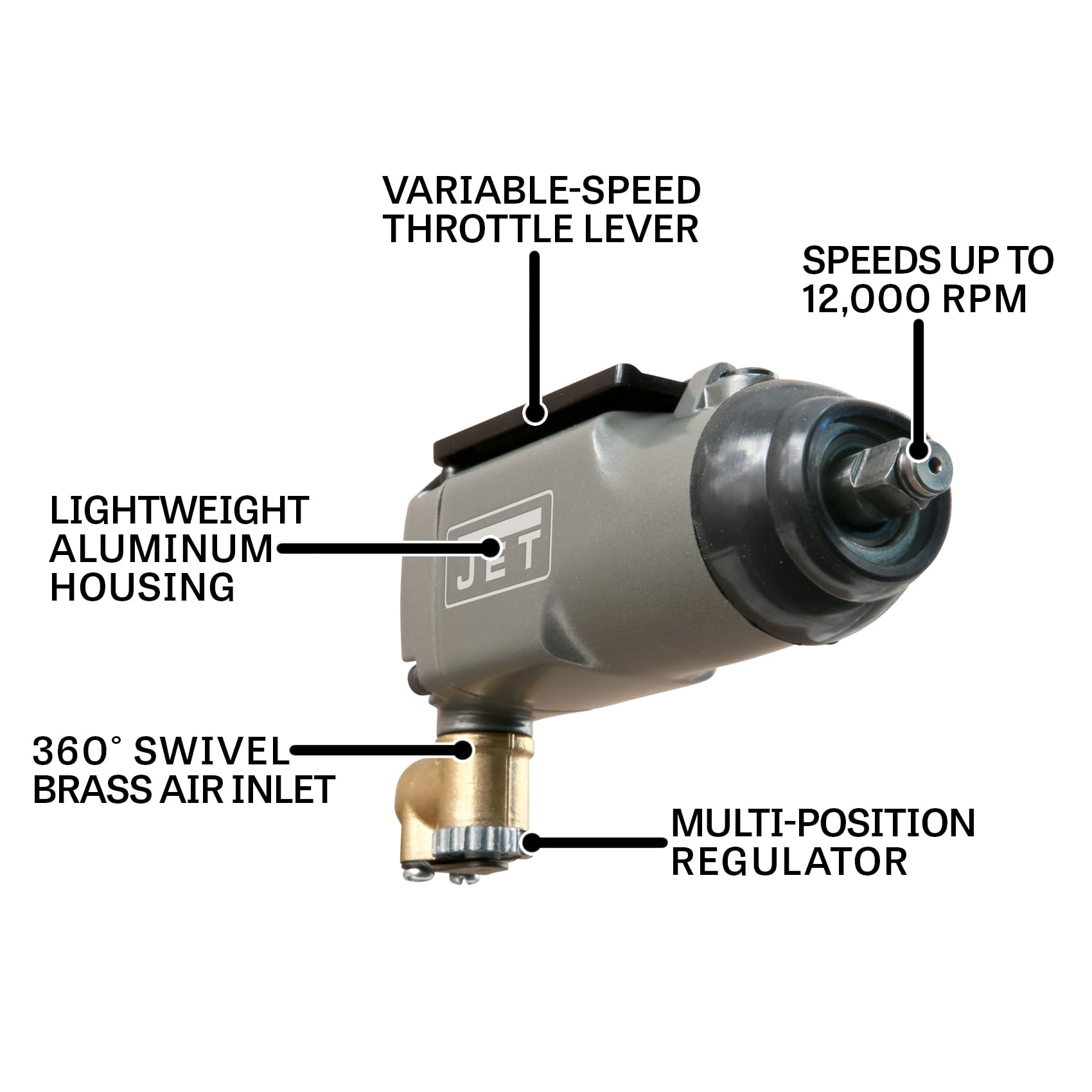 3/8-Inch JET Butterfly Impact Wrench, 75 ft-lbs, 12000 RPM (Model JAT-100)