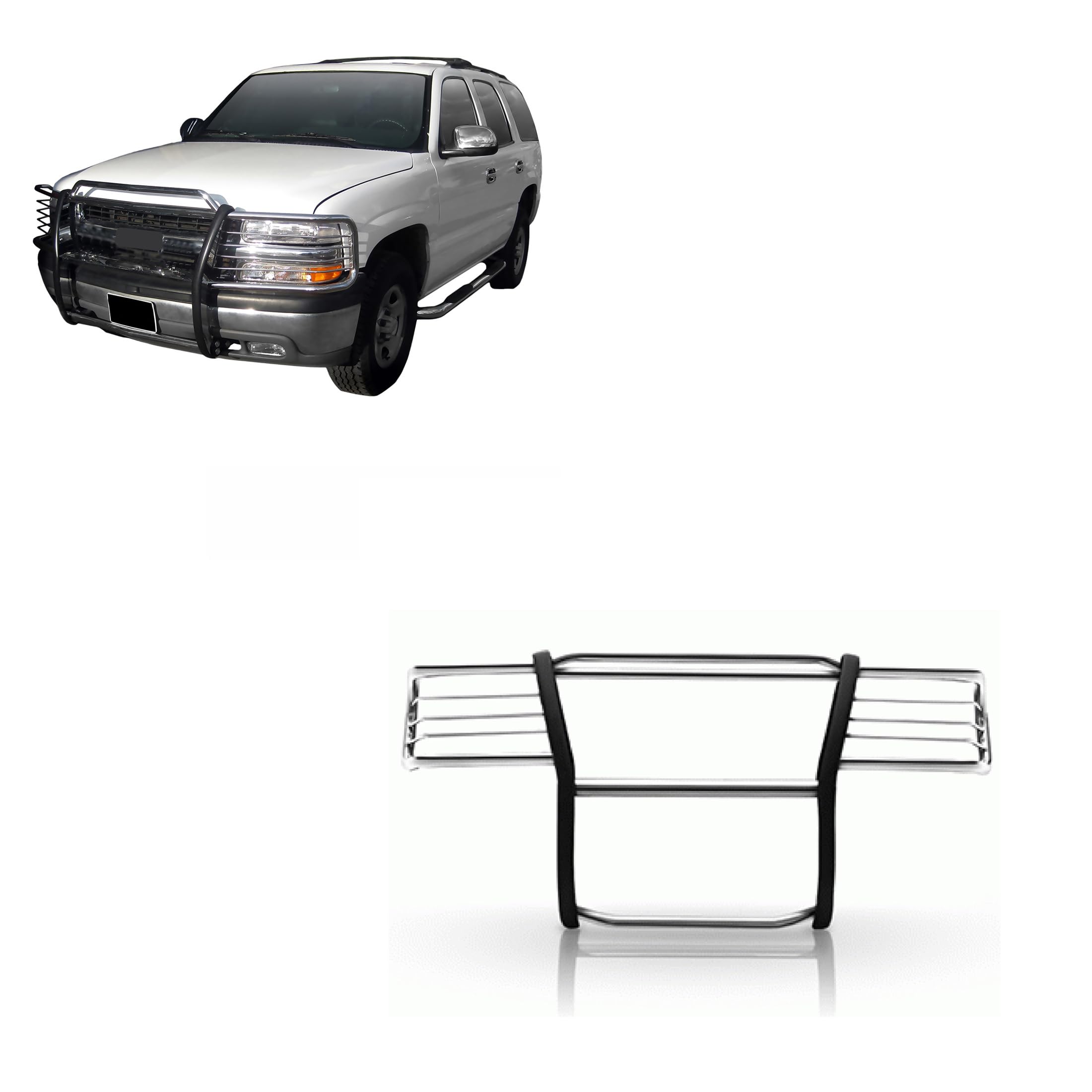 Modular Black Horse Grille Guard Stainless Steel Compatible with 2022-2024 Chevrolet Silverado 1500(Excl. 2022 1500 LTD and 22-24 models with super cruise system)-17GT22MSS