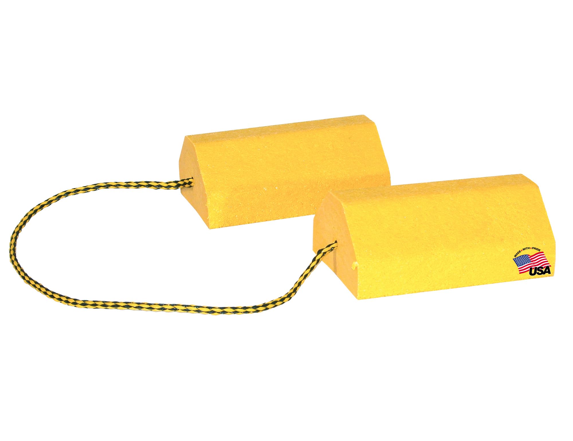 Small Buyers Products WC9642Y Yellow Wheel Chock Set, Lightweight Composite Construction, 32.75 Inch Rope, Ideal for Vehicle Maintenance and Storage, Aviation and Tractors