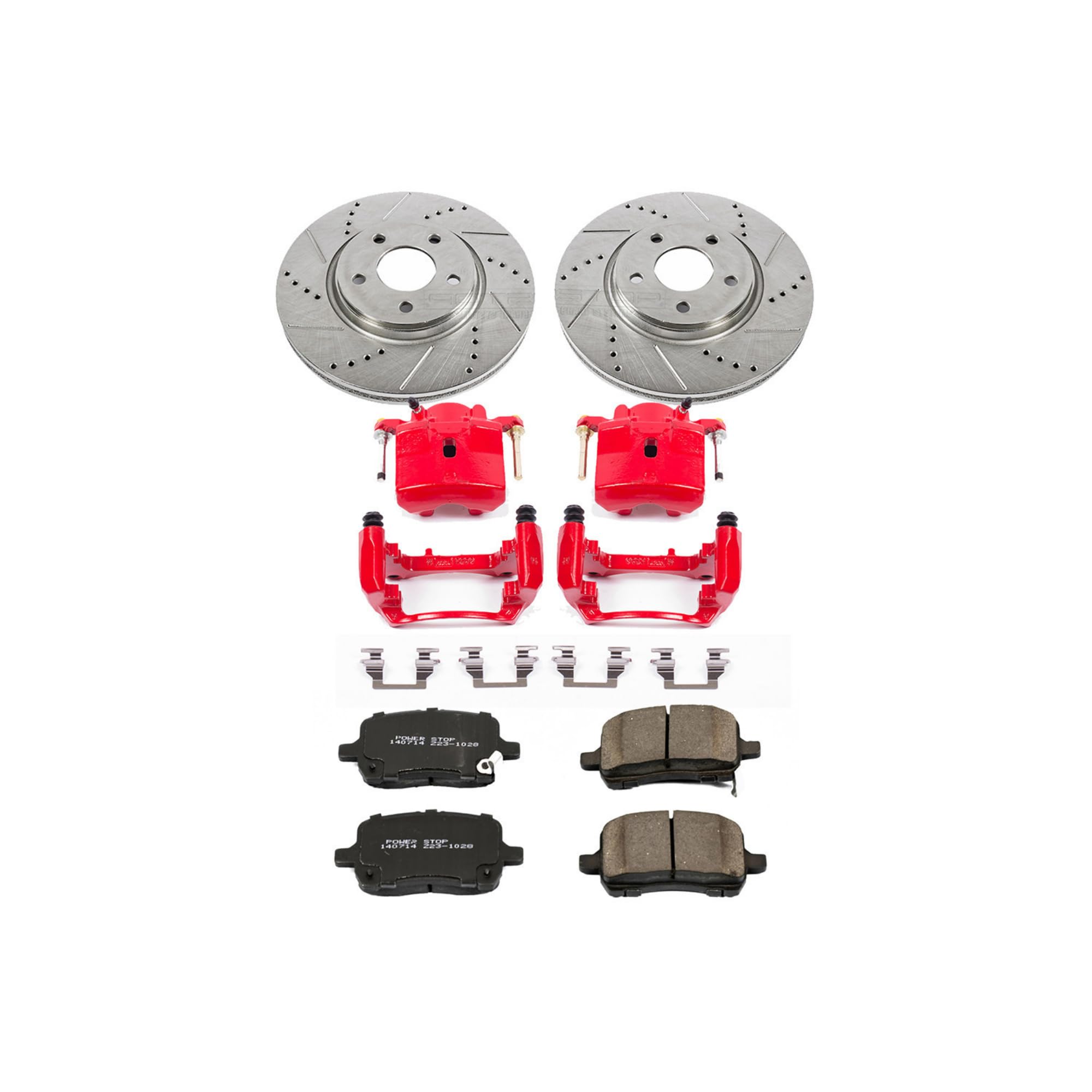 Power Stop Z23 Evolution Sport Brake Kit with Calipers For Pontiac G6 2005-2008, Chevrolet Malibu 2004-2008, Saturn Aura 2007-2008 [Model Specific]
