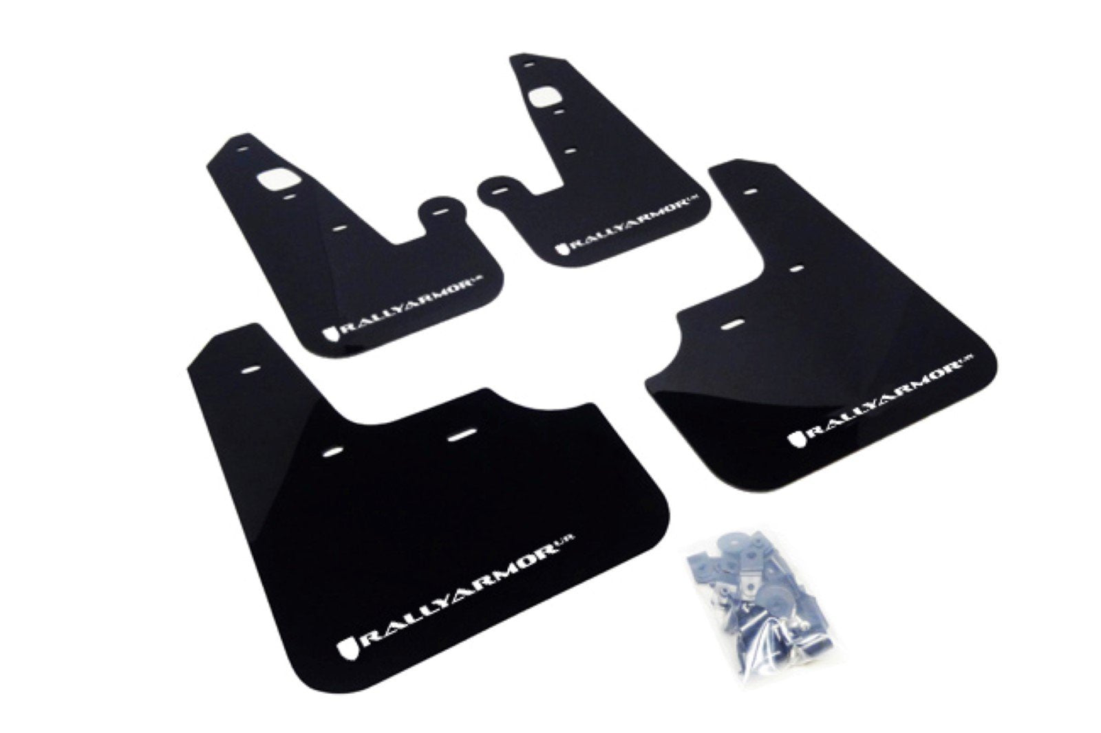 Rally Armor Black, White MF8-UR-BLK/WH Mud Flap with Logo (2007+ Mitsubishi Lancer (Doesn't fit Sport Back) UR), 1 Pack