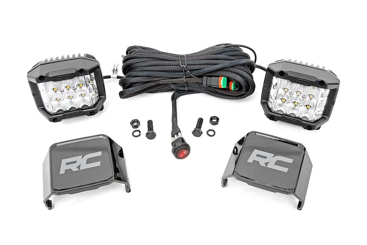 3" Wide Angle Rough Country OSRAM LED Lights | 13,500 Lumens | Pair - 70904 , Black