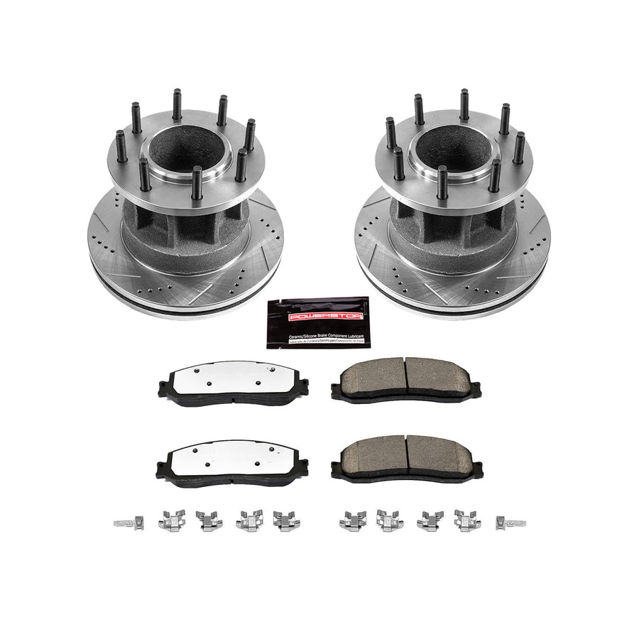Power Stop K6526-36 Z36 Front Truck & Tow Brake Kit, Carbon Fiber Ceramic Brake Pads and Drilled/Slotted Brake Rotors For Ford F-350 Super Duty 2012 [Model Specific]