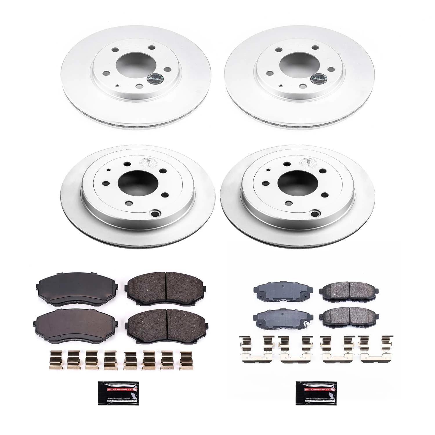 Power Stop Front and Rear CRK4041 Coated Brake Rotors and Z17 Ceramic Brake Pads Kit For Mazda MPV 2004-2006 [Model Specific]