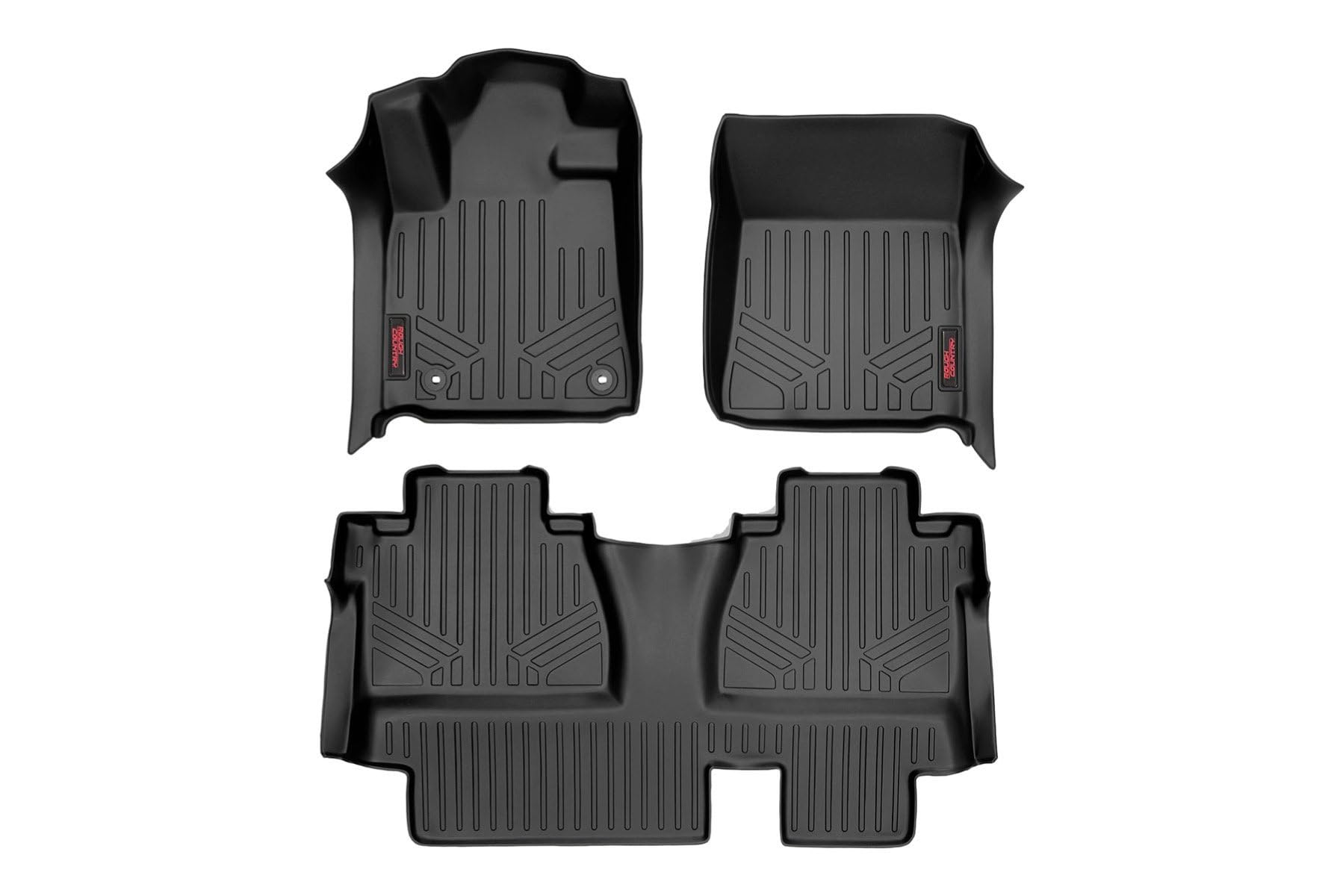 Floor Mats Rough Country for 2014-2021 Toyota Tundra | Double Cab - M-71413 Black