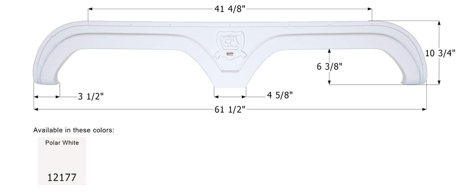 Tandem Axle Fender Skirt FS2177 ICON 12177 for Thor - Polar White